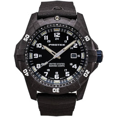ProTek Men's Watch - USMC Series Quartz Black and Blue Dial Rubber Strap Dive | 1013