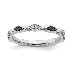 Sterling Silver Stackable Expressions Black & White Diamond Ring | QSK1056