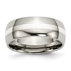 Titanium Sterling Silver Inlay 8mm Polished Band | TB212