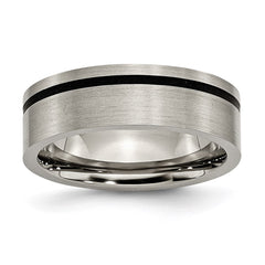 Titanium Black Rubber Flat 7mm Brushed Band | TB169