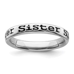 Sterling Silver Stackable Expressions Polished Enameled Sister Ring | QSK996
