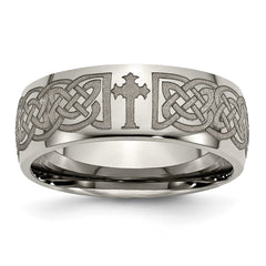 Titanium 8mm Laser Design Polished Band | TB2K
