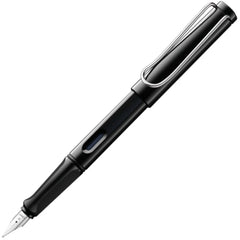 Lamy Fountain Pen - Safari Shiny Black ABS Plastic, Extra Fine Steel Nib | L19BKEF