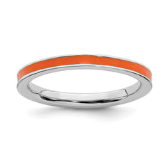 Sterling Silver Stackable Expressions Orange Enameled 2.25mm Ring | QSK148