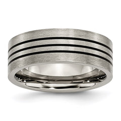 Titanium Enameled Flat 8mm Satin & Polished Band | TB348