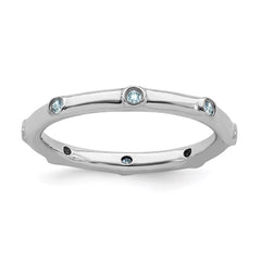 Sterling Silver Stackable Expressions Aquamarine Ring | QSK376
