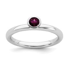 SS Stackable Expressions High 4mm Round Rhodolite Garnet Ring | QSK463
