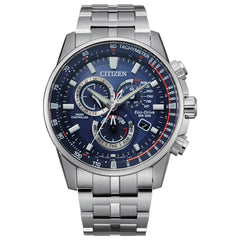 Citizen Men's Chronograph Watch - PCAT Blue Dial Silver Tone Bracelet | CB5880-54L