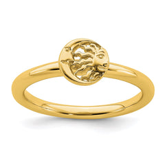 Sterling Silver Stackable Expressions Yellow-plated Sun/Moon Ring | QSK1942
