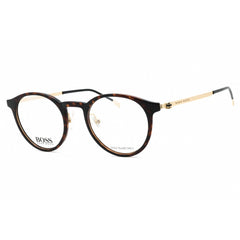 Hugo Boss Men's Eyeglasses - Havana Plastic Round Full Rim Frame | BOSS 1350/F 0086 00