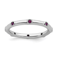 Sterling Silver Stackable Expressions Rhodolite Garnet Ring | QSK379