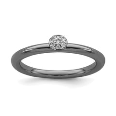 Sterling Silver Stackable Expressions Black-plated Diamond Ring | QSK1999