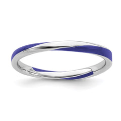 Sterling Silver Stackable Expressions Twisted Blue Enameled Ring | QSK559