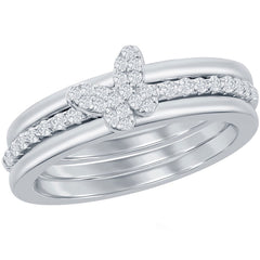 Classic Women's 3-pc Micro Pave CZ Butterfly Ring - W-2691