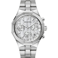 Bulova Men's Watch - Classic Chronograph Silver Dial Stainless Steel Bracelet | 96B408