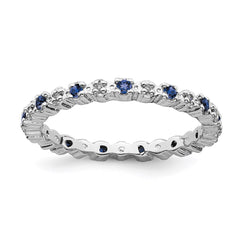 Sterling Silver Stackable Expressions Cr. Sapphire & Diamond Ring | QSK540