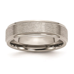Titanium Ridged Edge 6mm Satin and Polished Band | TB12