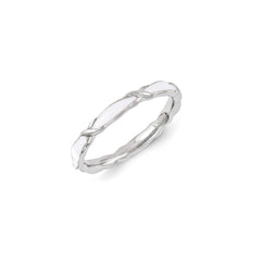 Sterling Silver Stackable Expressions White Enameled Ring | QSK1151