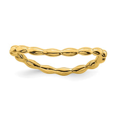 Sterling Silver Stackable Expressions Polished Gold-plate Wave Ring | QSK675