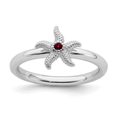 Sterling Silver Stackable Expressions Garnet Starfish Ring | QSK1863