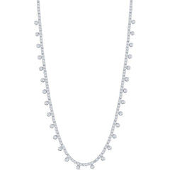 Classic Women's Necklace - Sterling Silver CZ Tennis with Hanging CZ's | M-6924