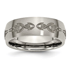 Titanium 8mm Laser Design Brushed Band | TB26C