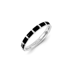 Sterling Silver Stackable Expressions Black Enameled Ring | QSK1433