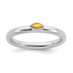 Sterling Silver Stackable Expressions Citrine Ring | QSK2134