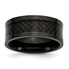 Titanium 9mm Black IP-plated w/Carbon Fiber Inlay Polished Band | TB316
