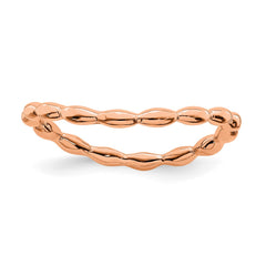 Sterling Silver Stackable Expressions Polished Pink-plate Wave Ring | QSK674