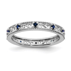 Sterling Silver Stackable Expressions Created Sapphire Ring | QSK1490