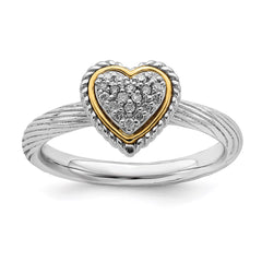 Sterling Silver & 14k Stackable Expressions Diamond Heart Ring | QSK913