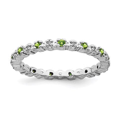 Sterling Silver Stackable Expressions Peridot & Diamond Ring | QSK539