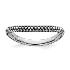 Sterling Silver Stackable Expressions Polished Antiqued Wave Ring | QSK830