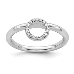 Sterling Silver Stackable Expressions Rhodium Lg. Halo Dia. Ring | QSK1996