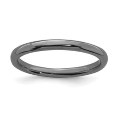 Sterling Silver Stackable Expressions Black-plated Polished Ring | QSK233