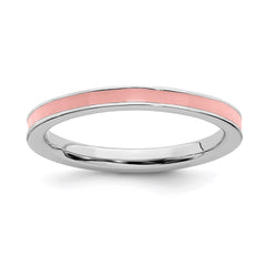 Sterling Silver Stackable Expressions Pink Enameled 2.25mm Ring | QSK151