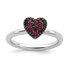 Sterling Silver Stackable Expressions Cr Ruby Heart Ring | QSK730