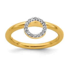 Sterling Silver Stackable Expressions Yellow-plated Lg. Halo Dia. Ring | QSK1995