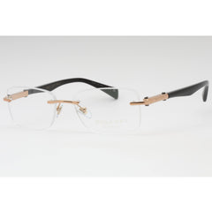 Bvlgari Men's Eyeglasses - Pink Gold Plated Rimless Rectangular Frame | 0BV1078K 395