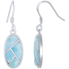 Women's Earrings - Blue Larimar Oval Multi Shaped Silver | D-7205