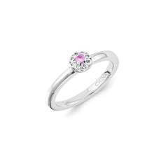 Sterling Silver Stackable Expressions Created Pink Sapphire Ring | QSK1333