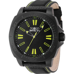 Invicta Men's Watch - Speedway Black Steel Case Nylon and Leather Strap | 46308
