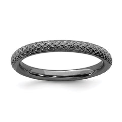Sterling Silver Stackable Expressions Black-plated Cable Ring | QSK205