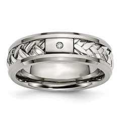 Titanium/Sterling Silver Inlay Polished 1pt. Diamond 7mm Band | TB440A