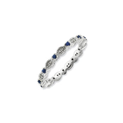 Sterling Silver Stackable Expressions Polished Sapphire & Dia Ring | QSK805
