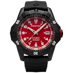 ProTek Men's Watch - USMC Series Automatic Red Dial Genuine Rubber Strap Dive | 1212
