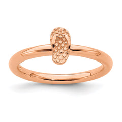 Sterling Silver Stackable Expressions Pink-plated Flip Flop Ring | QSK1965