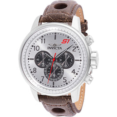 Invicta Men's Watch - S1 Rally Chronograph Black and Silver Dial Brown Strap | 45911