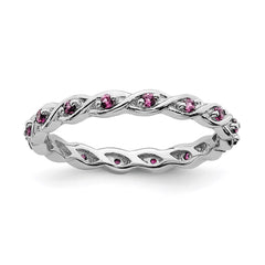 Sterling Silver Stackable Expressions Created Pink Sapphire Ring | QSK1479